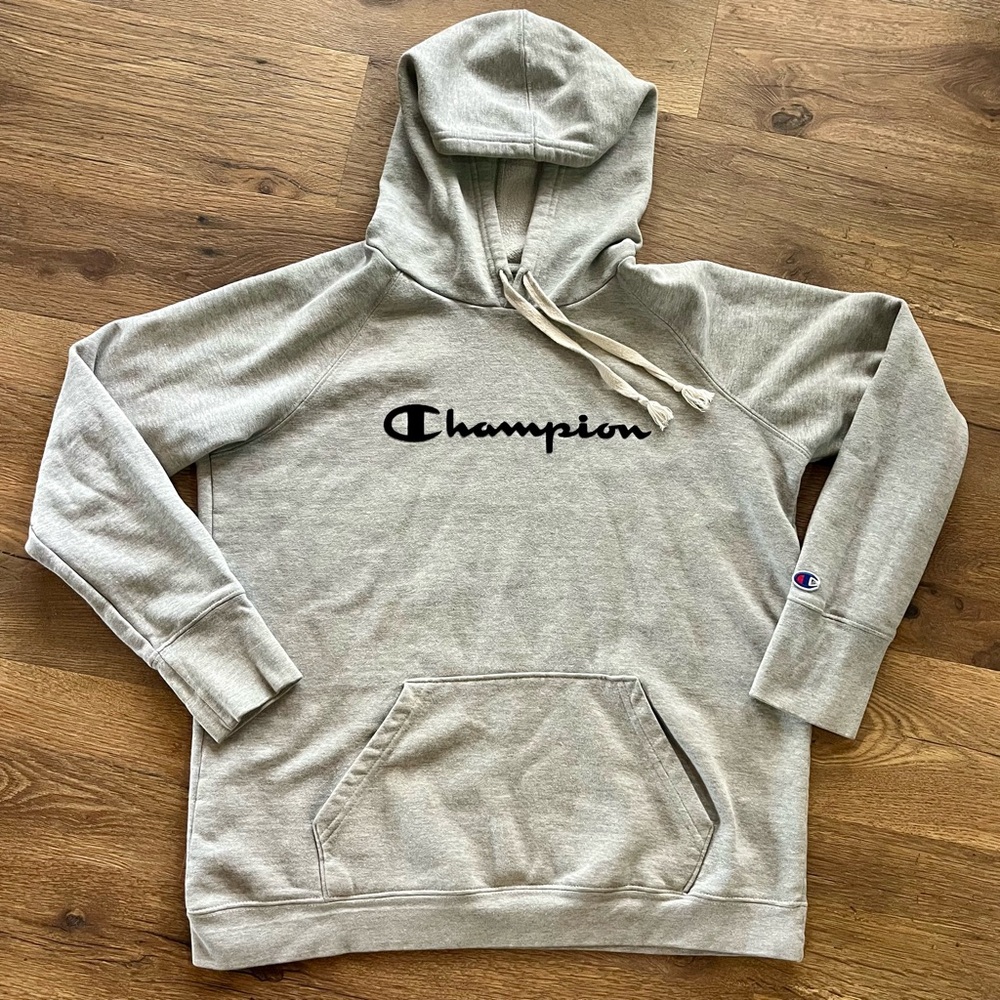 Champion Pullover Hoodie Sweatshirt‎ Womens Size M Gray Sporty Casual Athleisure